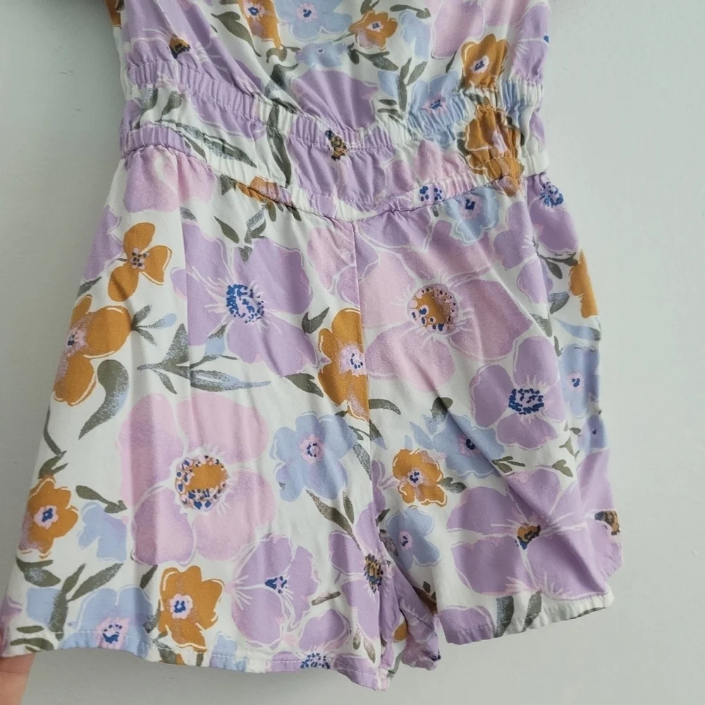 OshKosh 4T Purple Floral‎ Short Sleeve Romper